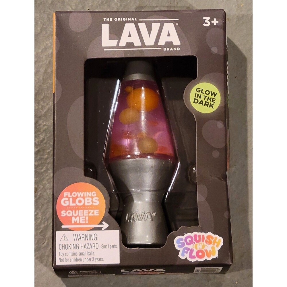 NIB Schylling LAVA Squish N Flow Glow in the Dark Squeeze Toy - Purple/Orange